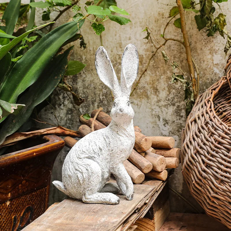 Rabbit Statue Garden Decor Resin Animal Sculpture Figurine Outdoor Decoration for Garden Courtyard