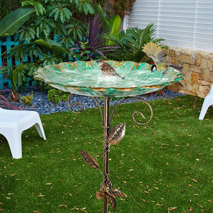 Bird Baths for Outdoor Patio Birdfeeder Metal Standing Birdbath Bowl Decorations Frost-proof Height Adjustable for Backyard Deck