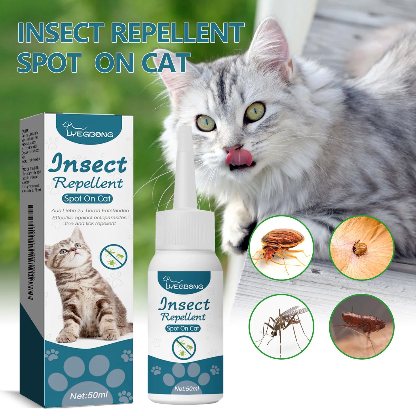Pet deworming drops to remove fleas, ticks, lice, mites, ringworm treatment, relieve pet itching