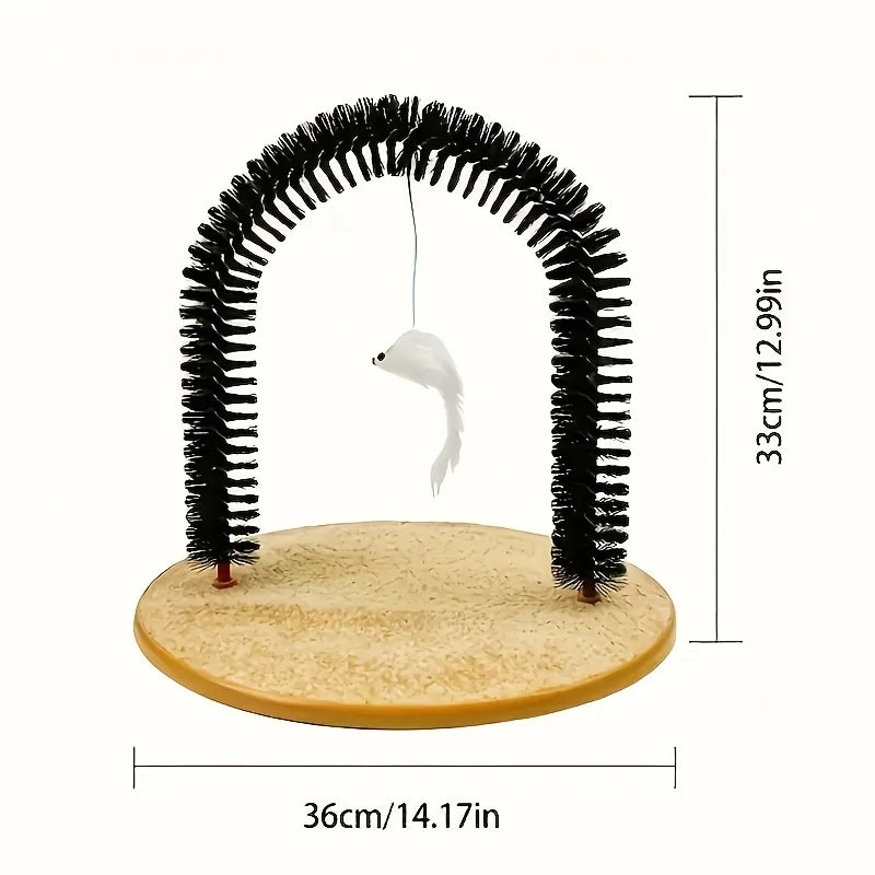 Cat grooming device, indoor cat brush toy, arch grooming device, cat massager toy