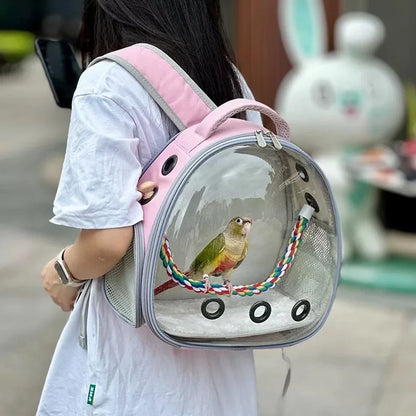 Bird Carrier Travel Bag Bird Backpack for Birds Parrots Small Pet Acrylic Bubble Portable Bird Cage Outdoor Travel Hiking