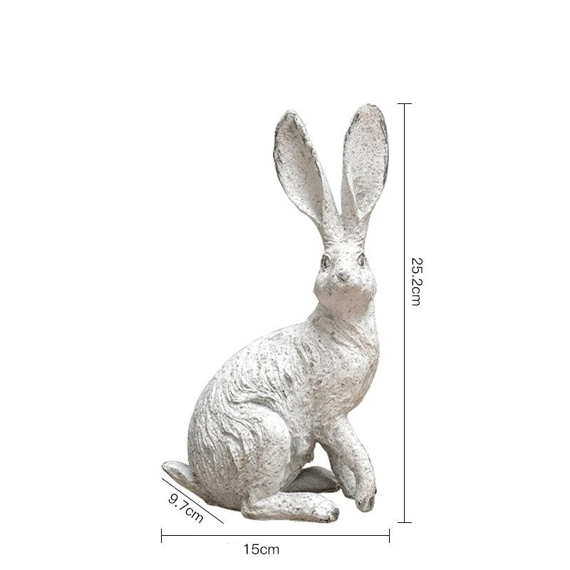 Rabbit Statue Garden Decor Resin Animal Sculpture Figurine Outdoor Decoration for Garden Courtyard
