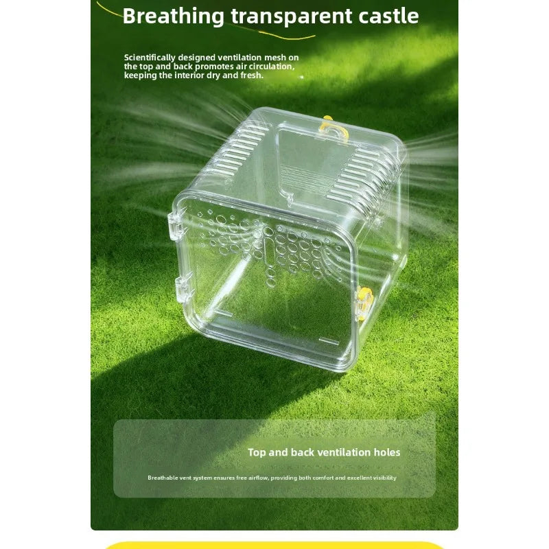 Portable Ventilated Transparent Outdoor Travel Bird Carrier Cage Small Parrots Budgie Cockatiel Lovebird Parakeet Transport Case