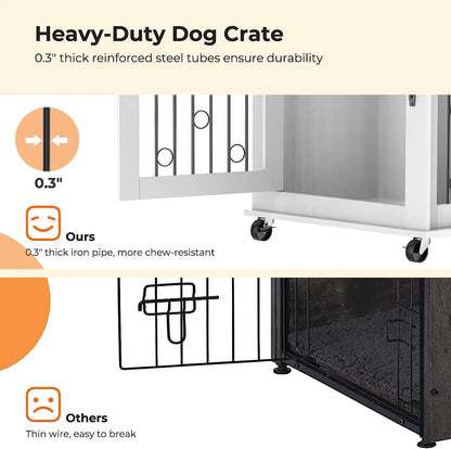 Double-Door Wooden Furniture Large Heavy Duty Pet Dog Crate Dog Cage Can Be Used As End Table 3 In 1 Functions Cabinet
