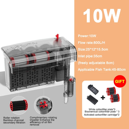 Aquarium Fish Tank Filter 3 in 1 Water Purification Circulation Pump Small Pump Silent Aeration Fish Tank Cleaning Tools