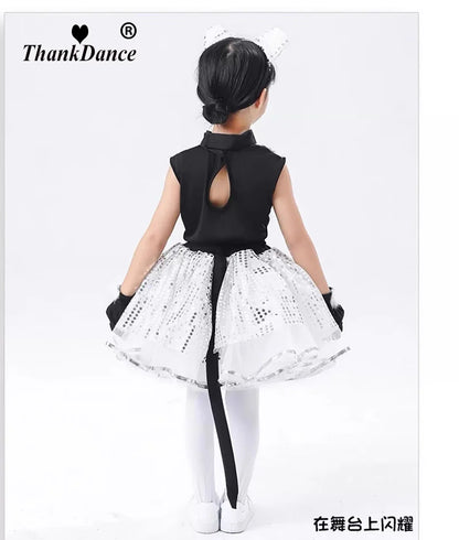 Cute Cat Cosplay for Kids Cat Girl Costumes Girl and Boys Cosplay Animal Dance Costumes for Children Halloween Clothing