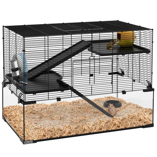 Three-tier Hamster Cage, With Quick Delivery, Glass Basin, Ramp And Sports Wheel, Suitable For Small Hamsters.