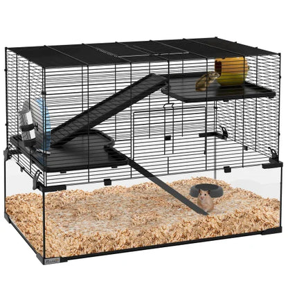 Three-tier Hamster Cage, With Quick Delivery, Glass Basin, Ramp And Sports Wheel, Suitable For Small Hamsters.