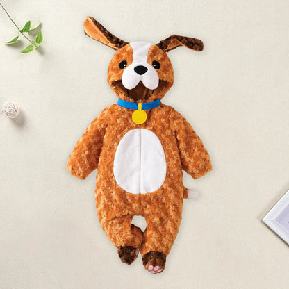 Baby Dog Costume Cute Long Sleeve Zipper Hooded Jumpsuit Infant Romper Adorable Halloween Animal Costumes