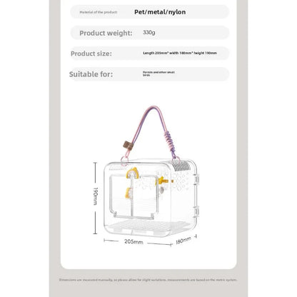 Portable Ventilated Transparent Outdoor Travel Bird Carrier Cage Small Parrots Budgie Cockatiel Lovebird Parakeet Transport Case