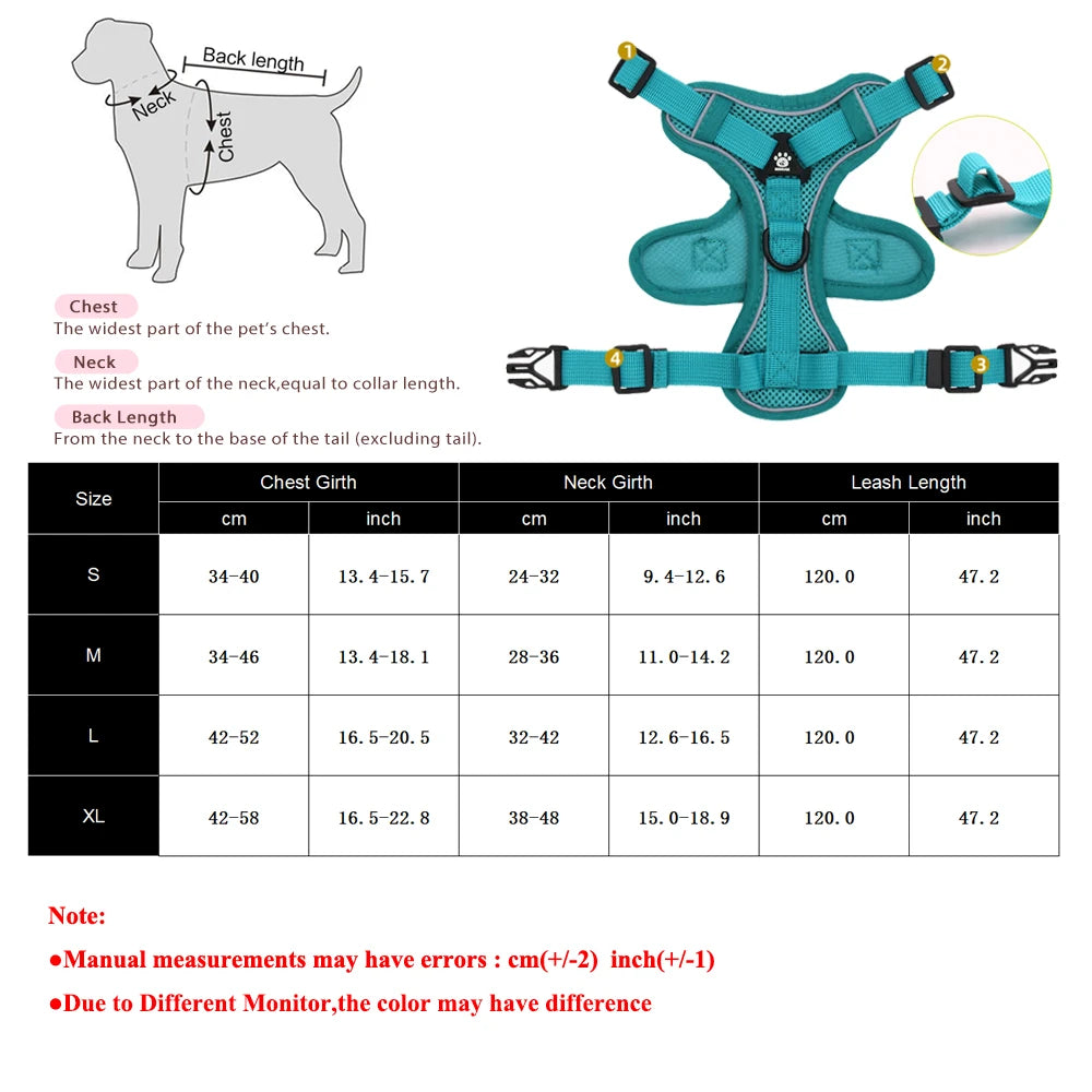 Pet Harness and Leash Set Reflective Walking Puppy Vest Chest Strap For Small Dogs Cats Breathable Outdoor Harnesses With D-Ring