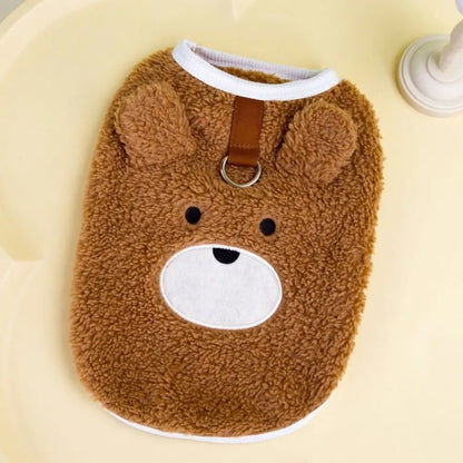 Dog Apparel Bear Pattern Winter Puppy Clothes Warm Sleeveless Dog Vest Thickened Comfortable Pet Winter Coat Cold Weather