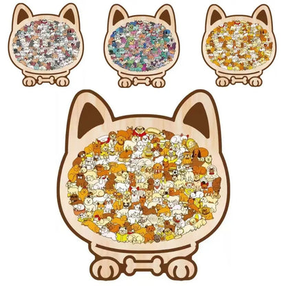 Animal Shape Dog Shaped Puzzle Thinking Training Early Education Puppies Wooden Puzzle Home Decor Jigsaw Children's Puzzle