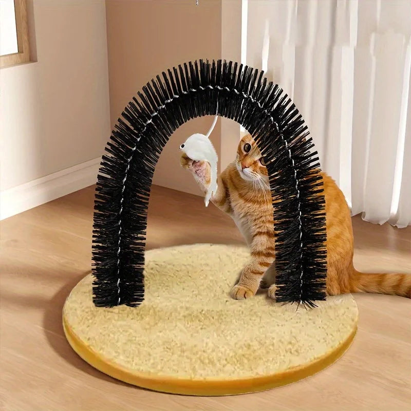 Cat grooming device, indoor cat brush toy, arch grooming device, cat massager toy