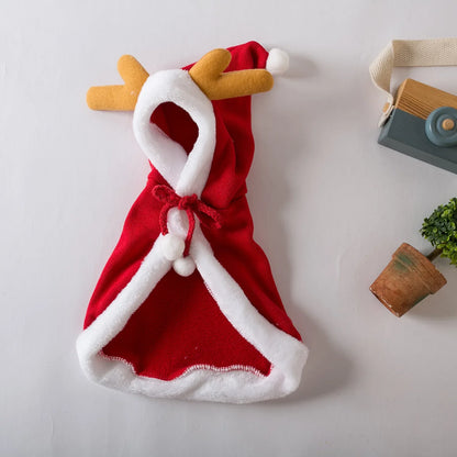 Funny Cat Christmas Costume Santa Cosplay Pet Christmas Cape Dress Up Clothes Warm Red Scarf Cloak With Hat Pet Accessories