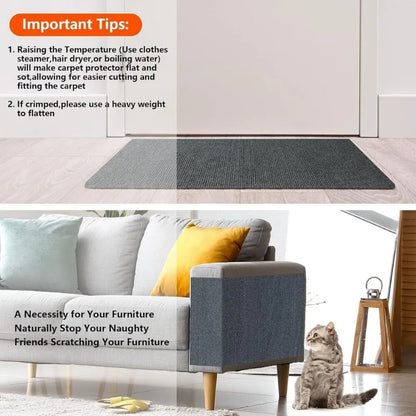 Cat Scratching Mat Cat Carpet with Self-Adhesive Trimmable Pet Scratching Post Carpet Anti Cat Scratch Furniture Sofa Protector