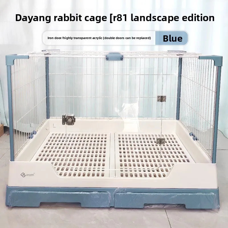 Rabbit Cage with Double Drawers, Urine-Proof, Extra-Large Acrylic Landscape Cage for Home Use