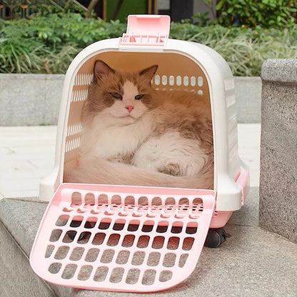 Portable Plastic Pet Carrier Durable Aviation Outdoor Pet Transport Box Essential for Cat & Dog Car & Car Transportation