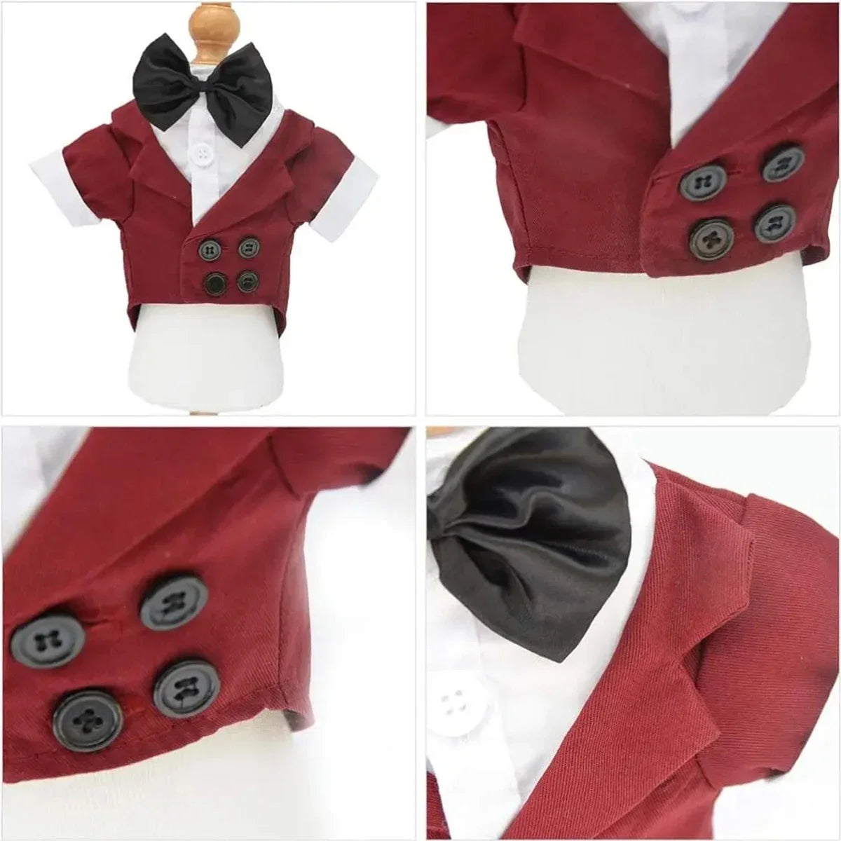 Halloween Dog Costume Pet Formal Tuxedo Dress & Wedding Suit Big Dog Clothes with Black Bow Cosplay Large Pet Clothing for Party