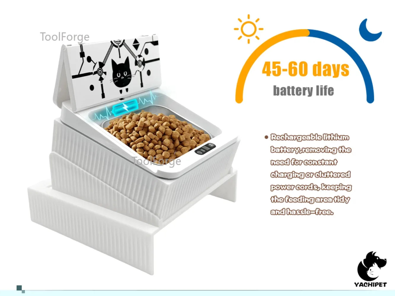 Smart Automatic Pet Feeder With  Sensor, Elevated Base, and 650ml Capacity for Wet & Dry Food