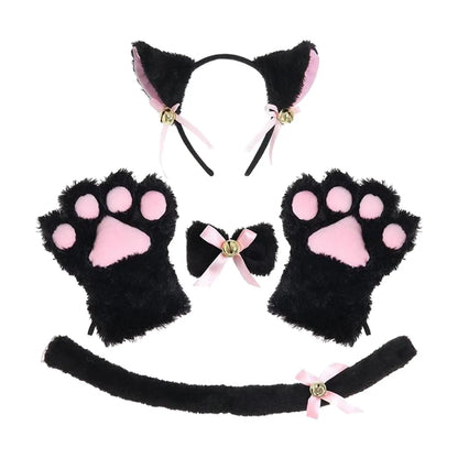 Anime Cat Costume Cosplay Kitten Bow Tie Gloves Toys Accessories Props Headwear for Gifts Dress up Halloween Children Adults