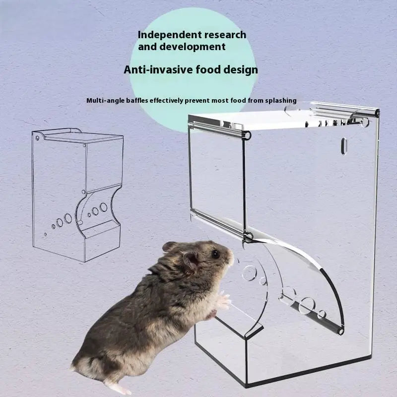 Pet Hamster Rabbit Squirrel Food Dispenser Feeder Plastic Clear Automatic Pet Feeder For Hamster Guinea Pigs Food Bowl Container