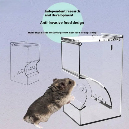 Pet Hamster Rabbit Squirrel Food Dispenser Feeder Plastic Clear Automatic Pet Feeder For Hamster Guinea Pigs Food Bowl Container