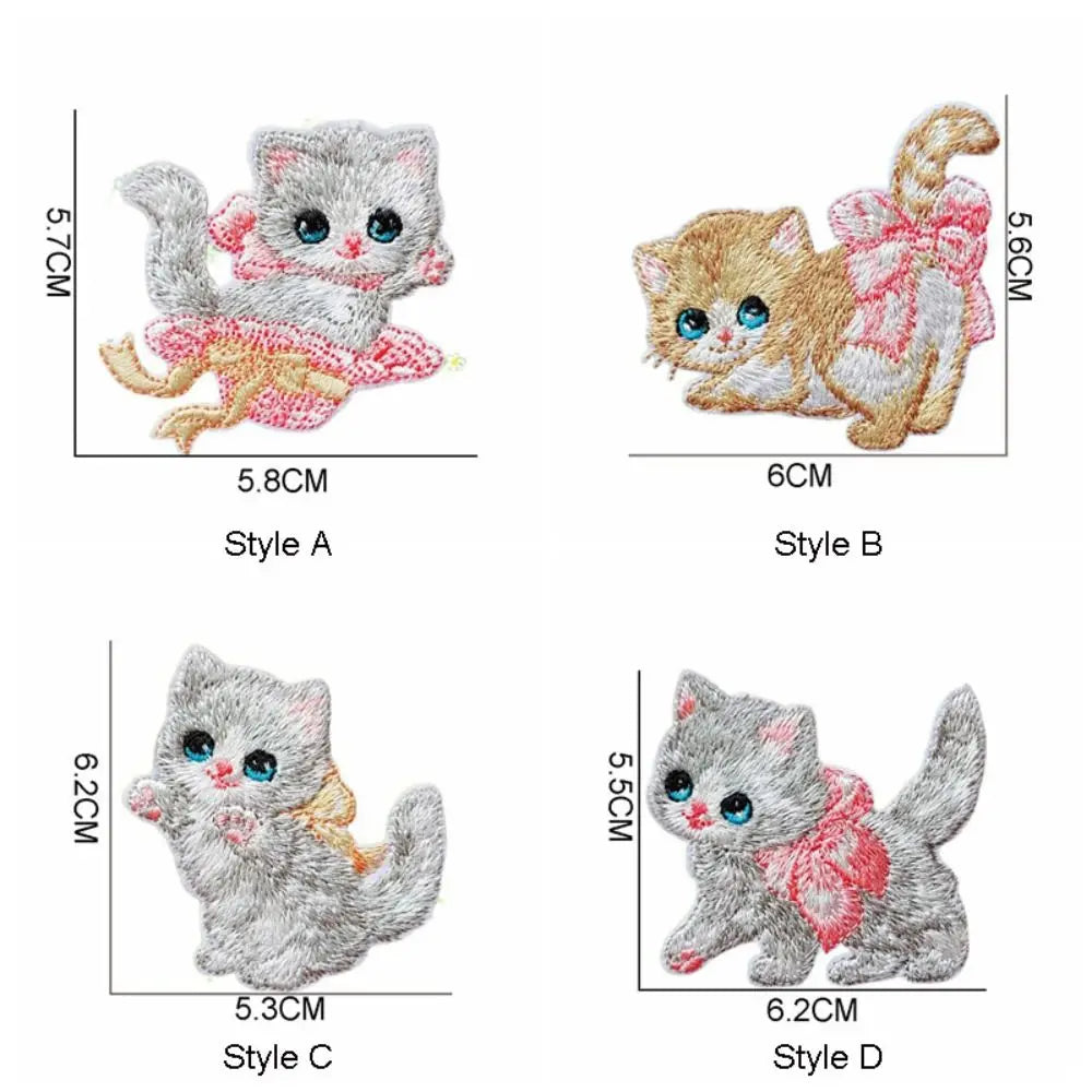 Apparel Self-adhesive Cartoon Cat Embroidered Patch DIY Cute Clothing Patch Clothes Stickers Clothes Appliques Sewing