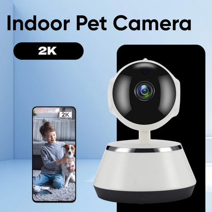 2K Indoor Pet Camera with Night Vision WiFi Home Security Monitor for Dogs Cats Works with Voice Assistants