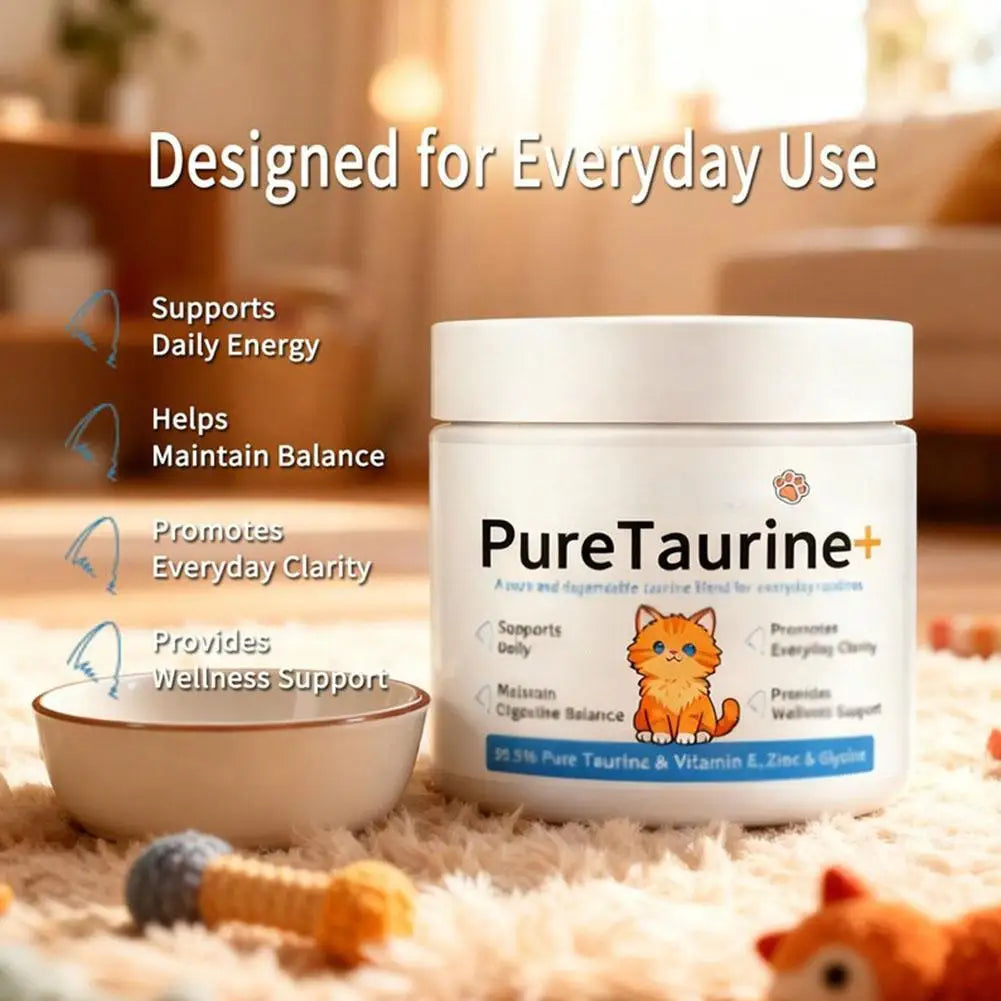 Pure Taurine Powder For Cats And Dogs Digestive Health Heart Eye Support Daily Wellness Supplement Vitamin E Zinc Glycine