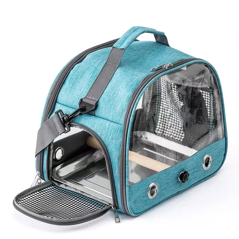 Small Bird Travel Carrier Portable Parrot Parakeet with Standing Side Access Window Foldable Outdoor Carry Bird Carrier Bag