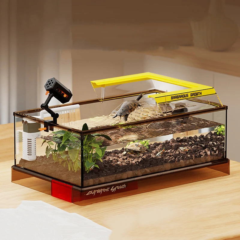Aquarium Terrariums Large Ecological Tank Desktop Decoration Turtle Fish Tank Household Transparent Glass Reptile Breeding Case