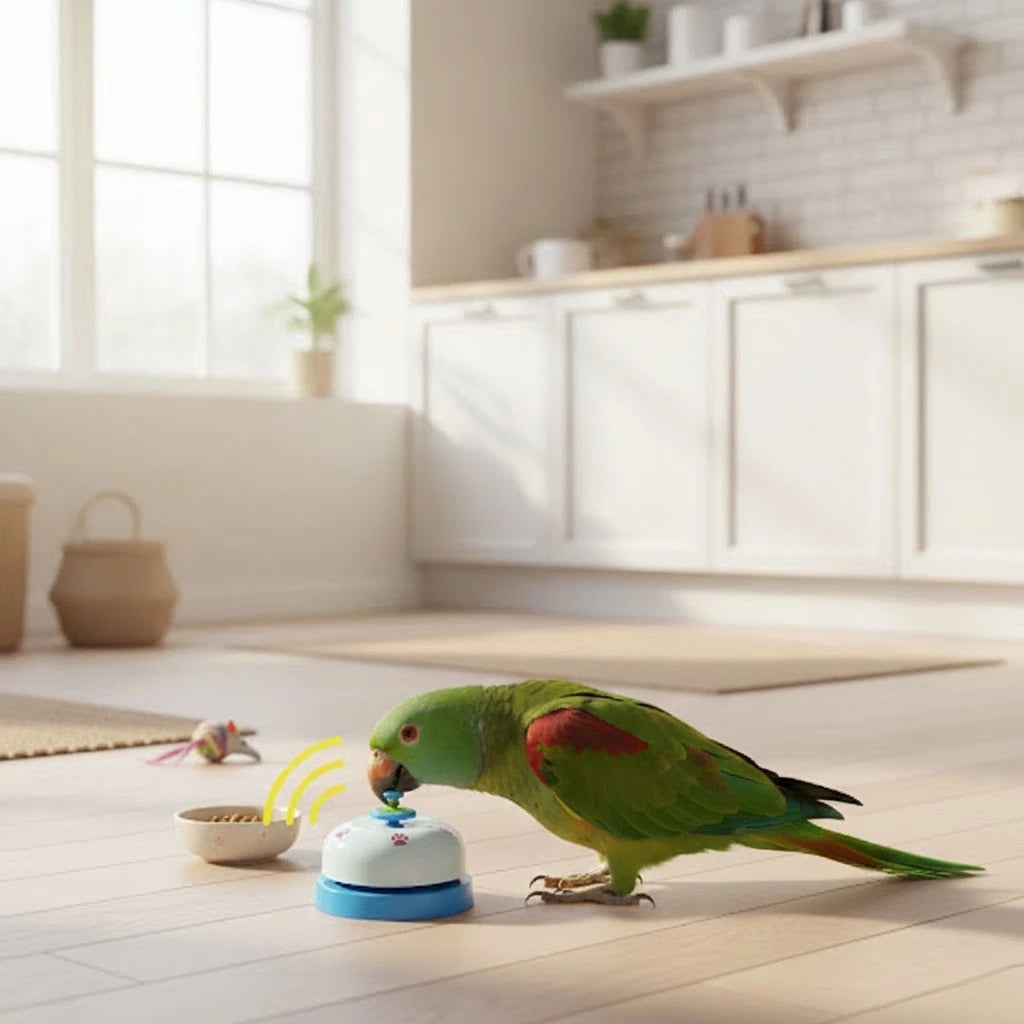 Parrot Training Bell Bird Food Call Dinner Ring, Obedience Training Toy for Cockatiel African Grey, No Battery Required