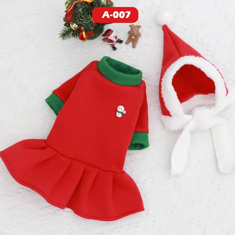 Dog Christmas Clothes Pets Clothing Santa Costume New Year Cat Outfits Xmas Deer Hat Puppy Coat Hoodie Party Apparel