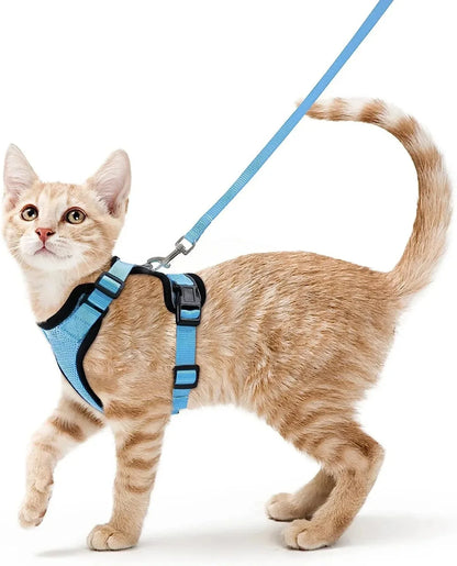Cat dog collar vest harnesses leash Outdoor walk pet Anti-escape reflective kitten collar small dog chest breathable leashes