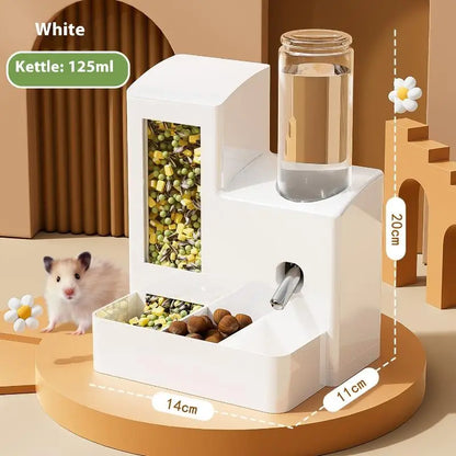【E】2-in-1 Automatic Hamster Automatic Feeder Water Dispenser Multi-functional Small Pets Drinking And Feeding Food Container