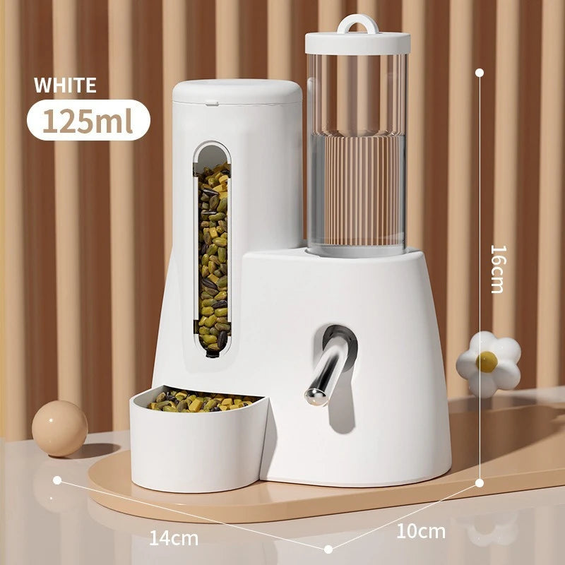 Hamster Water Feeder Small Animal Automatic Dispenser Drinking Water Bottle Bowls Dish with Food Container for Guinea Pig Rat