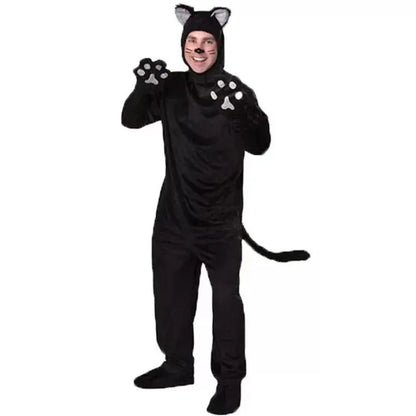 Adult Cosplay Black Cat Costume Animal Onesie Suitable for Halloween Party Dance Jumpsuits Costumes Props Suit Woman Men