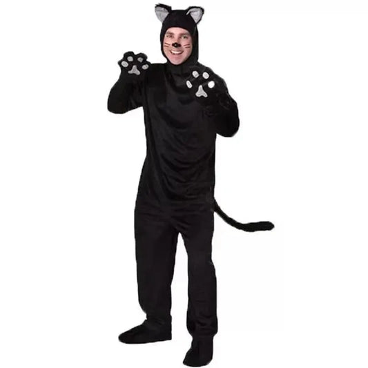 Adult Cosplay Black Cat Costume Animal Onesie Suitable for Halloween Party Dance Jumpsuits Costumes Props Suit Woman Men