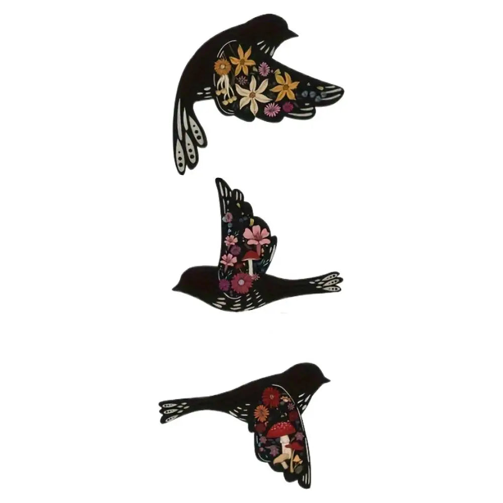 Wooden Bird Wall Art Black Flying Wooden Bird Wall Decor Set Home Decorations Wood Farmhouse and Rustic Folk Art Birds