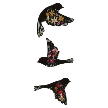 Wooden Bird Wall Art Black Flying Wooden Bird Wall Decor Set Home Decorations Wood Farmhouse and Rustic Folk Art Birds