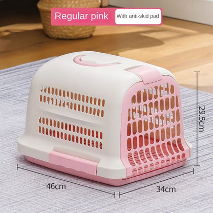 Portable Plastic Pet Carrier Durable Aviation Outdoor Pet Transport Box Essential for Cat & Dog Car & Car Transportation