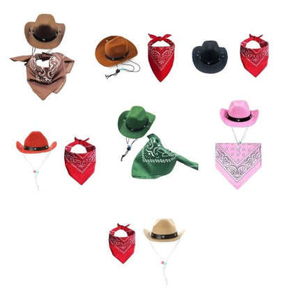 Dog Costume Hat Bandanas Halloween Theme Party Dog Cowboy Hat Cosplay Accessory