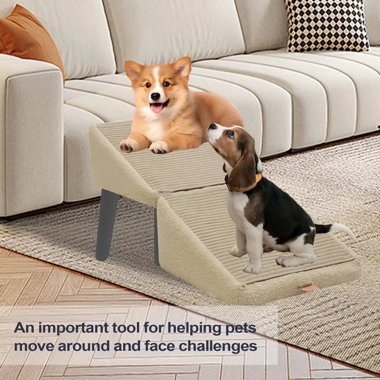 Split Dog Staircase Safety Ramp DualPurpose Folding Wooden Footstool Sofa Steps For Large Medium Small Dogs Cats Puppy Supply