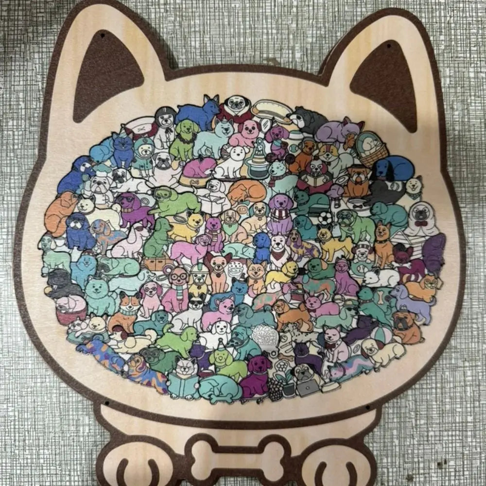 Animal Shape Dog Shaped Puzzle Thinking Training Early Education Puppies Wooden Puzzle Home Decor Jigsaw Children's Puzzle