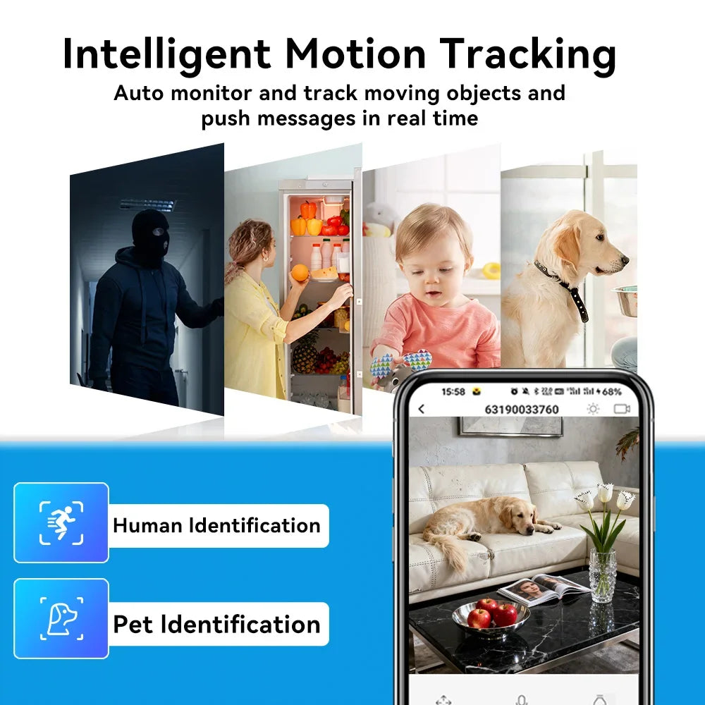 PEGATAH 8MP Home Security Camera Indoor, WiFi Pet Camera & Baby Monitor with Human Tracking, IR Night Vision, O-Kam Pro App