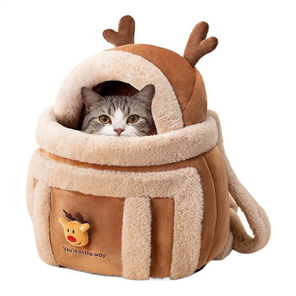 Pet Carrier Bag Cat Carrier Warm Puppy Outgoing Backpack Winter Warm Pet Bag Luxury Hand Tote Car Seat Furry Nest Pet Handbag