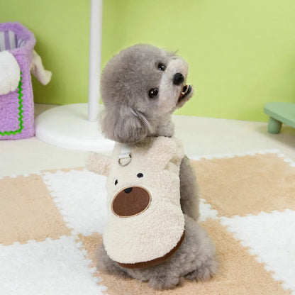 Dog Apparel Bear Pattern Winter Puppy Clothes Warm Thickened Puppy Sweatshirt Comfortable Sleeveless Pet Winter Coat Outdoor Use