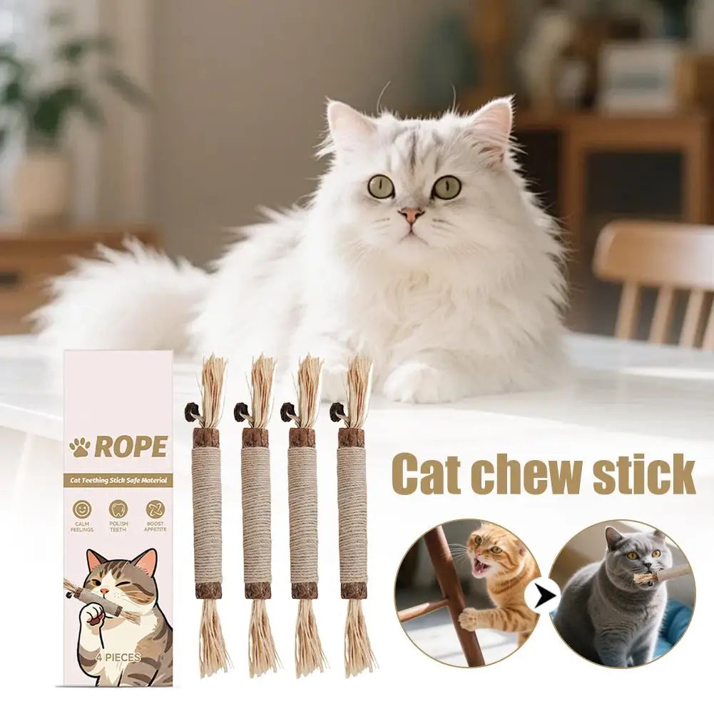 4 PCS Cute Cat Teeth Grinder Toy - Healthy Teeth Grinding Tool Pet Dental Care Supplies Attract Pet Attention Daily Chew Toy