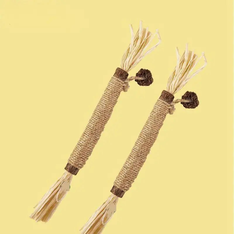 Cat Teeth Grinding Sticks Raffia Grass Wood Tianjiao Oral Clean Toys Gall Fruit for Feline Dental Health